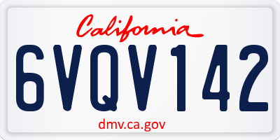 CA license plate 6VQV142