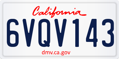 CA license plate 6VQV143