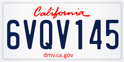 CA license plate 6VQV145