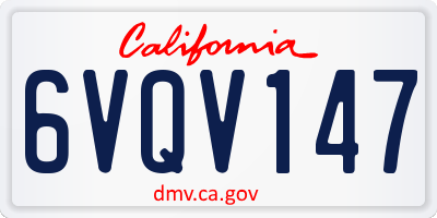CA license plate 6VQV147