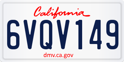 CA license plate 6VQV149