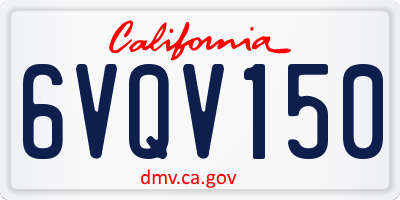 CA license plate 6VQV150