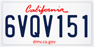 CA license plate 6VQV151