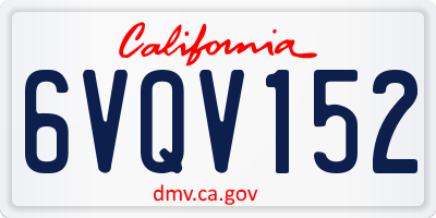 CA license plate 6VQV152