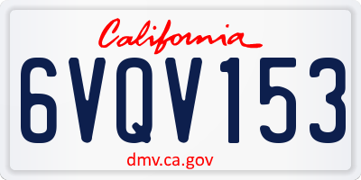 CA license plate 6VQV153