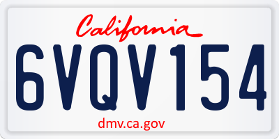 CA license plate 6VQV154