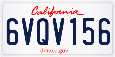 CA license plate 6VQV156