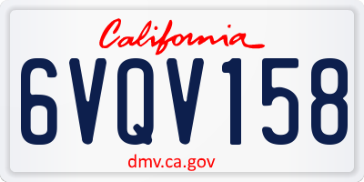 CA license plate 6VQV158