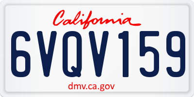 CA license plate 6VQV159