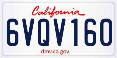 CA license plate 6VQV160