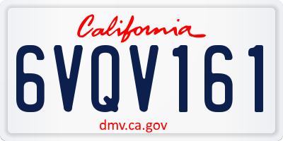CA license plate 6VQV161