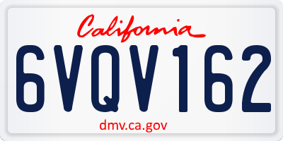 CA license plate 6VQV162