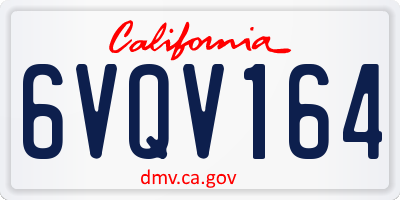 CA license plate 6VQV164
