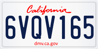 CA license plate 6VQV165