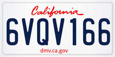 CA license plate 6VQV166