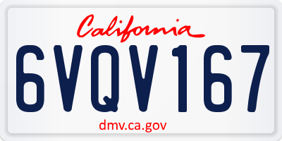 CA license plate 6VQV167