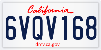 CA license plate 6VQV168