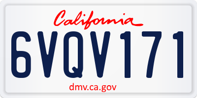 CA license plate 6VQV171