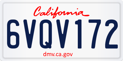 CA license plate 6VQV172