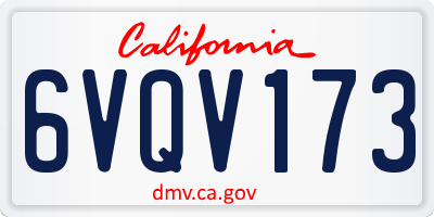 CA license plate 6VQV173