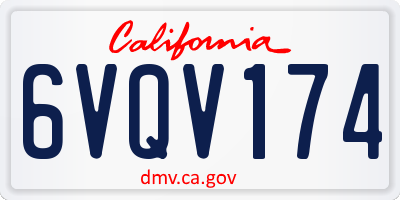 CA license plate 6VQV174