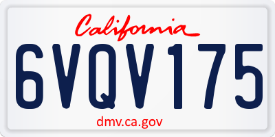 CA license plate 6VQV175