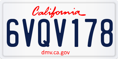 CA license plate 6VQV178