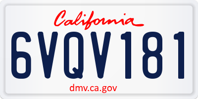CA license plate 6VQV181