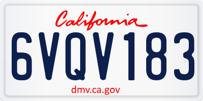 CA license plate 6VQV183