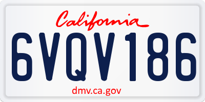 CA license plate 6VQV186
