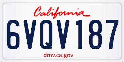 CA license plate 6VQV187