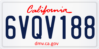 CA license plate 6VQV188