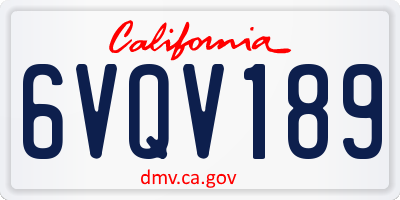 CA license plate 6VQV189
