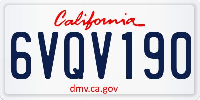 CA license plate 6VQV190