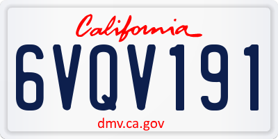 CA license plate 6VQV191