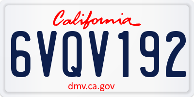 CA license plate 6VQV192