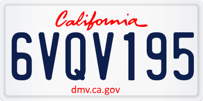 CA license plate 6VQV195