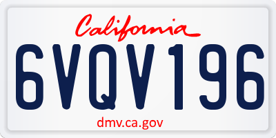 CA license plate 6VQV196