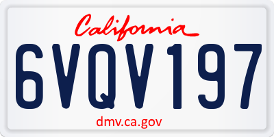 CA license plate 6VQV197