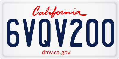 CA license plate 6VQV200