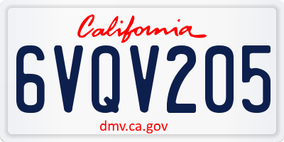 CA license plate 6VQV205