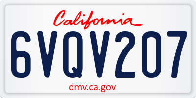 CA license plate 6VQV207