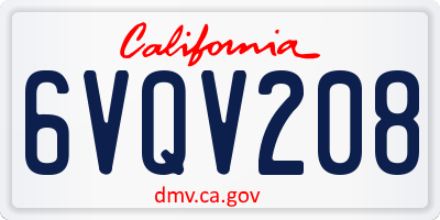 CA license plate 6VQV208