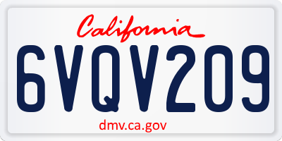 CA license plate 6VQV209