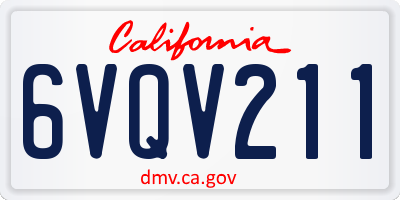 CA license plate 6VQV211