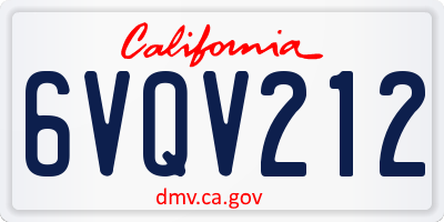 CA license plate 6VQV212