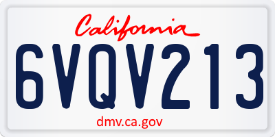 CA license plate 6VQV213