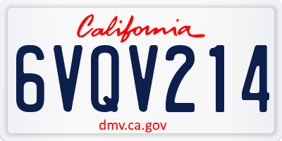 CA license plate 6VQV214