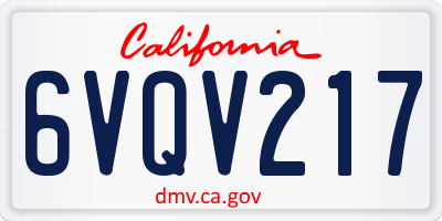 CA license plate 6VQV217