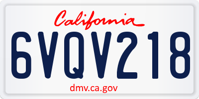 CA license plate 6VQV218